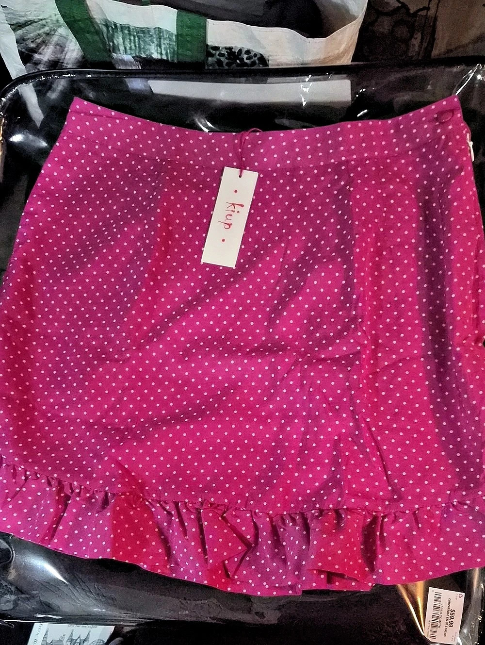 NWT Kiup Polka Dot Ruffle Mini Skirt in Pink Size Medium